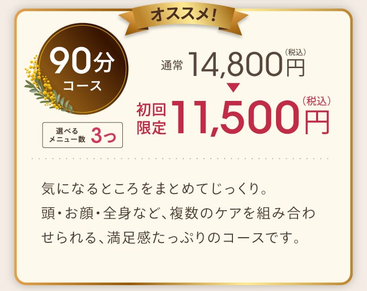 90分コースの料金と内容